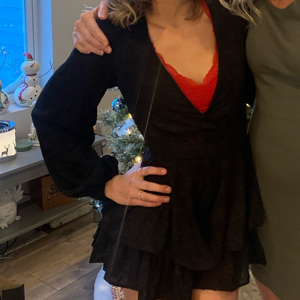 Black Dress with Red Accent
